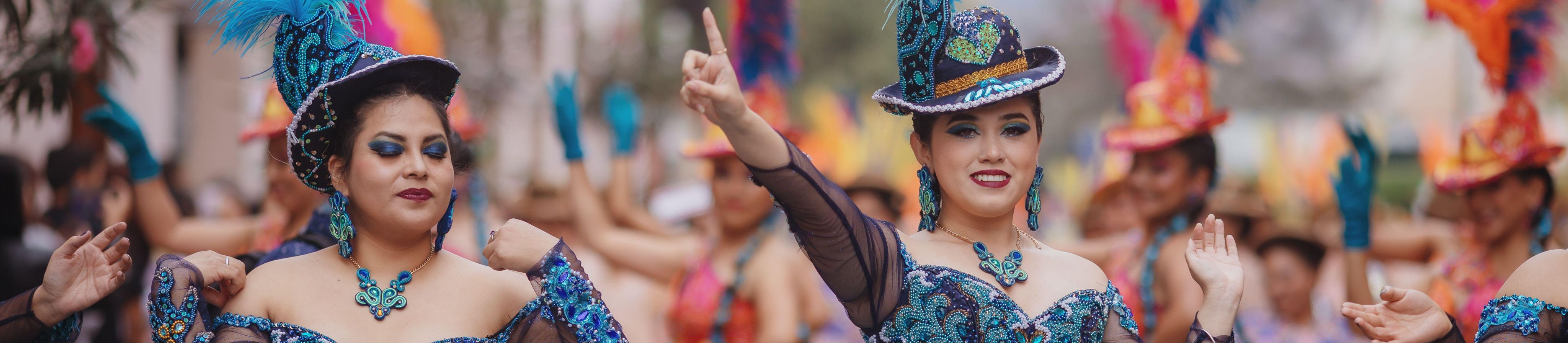 Lima, Peru, Saturday, November 18, 2023. Dancers in the traditional parade for the Festivity of the Virgin of Candelaria in the center of Lima - Image ID: 2T908C5 (RF)